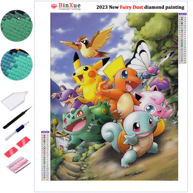 Pokemon AB Fairy Dust Diamond Painting Kit Cartoon Animal Fox Rhinestone  Eevee Pikachu Cross Stitch Handmade DIY Mosaic Art Gift - AliExpress